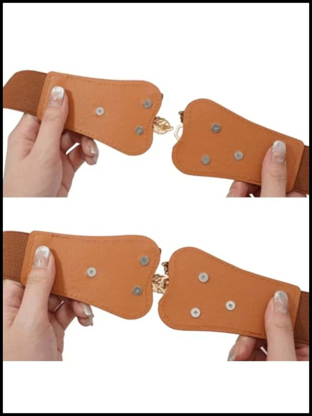 Women's Skinny Stretch Belt with Double Knot Buckle Faux Leather Elastic